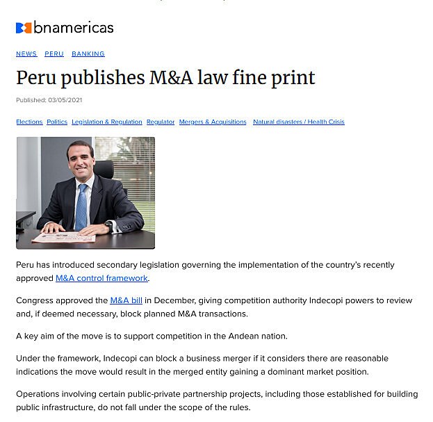 Peru publishes M&A law